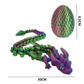 QYEHF 3D Print Dragon, Movable 3D Printed Dragon, 30 cm Dragon with Eyes, Mysterious Realistic Dragon Figures, Ewegliche Gelenke Crystal Dragon Decorative Desk