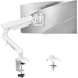 Single Monitor Mount for 13-32 inch Screen, Gas Spring Arm, Gaming & Home Office Use, VESA 75x75mm & 100x100mm, Freelift Pro White