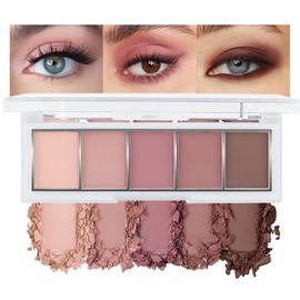 Neutral Nude Brown Eye Shadow Palette, Eyeshadow Palette Makeup, Highly Pigmented Natural Eyeshadow Palette, All Matte Finishes 5 Color Eyeshadow for Pink Brown Eyes Long Lasting Naturing-Looking 04#