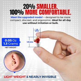 Premium Compact In-Ear Digital Sound Enhancer - Near-Invisible Noise-Reducing Audio Amplification Device for Clear Sound in Any Environment - Right Ear (Red)