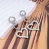 Atentuyi Heart Pearl Earrings Gold Rhinestone Heart Earrings Long Tassel