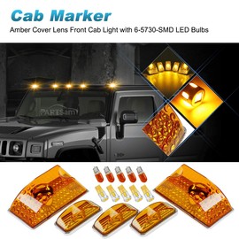 Partsam Replacement for Hummer H2 Cab Roof Lights Housing 2003-2009 and Hummer H2 SUT Cab Roof Top Clearance Marker LED Light Lamps 2005-2009 Front Rear w/T10 194 168 W5W Led Bulbs(5Amber+5Red)