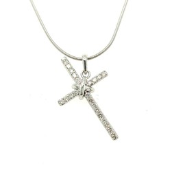 Demira IGI Certified Tilted Cross Pendant Necklace for Women in 925 Sterling Silver