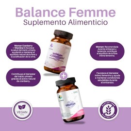 Probioticos Bioflora Pack Balance Femme, 30 Cápsulas Woman, 65 Cápsulas Woman Cranberry, Ácido Resistntes, Contiene 6 diferentes cepas de Probióticos 