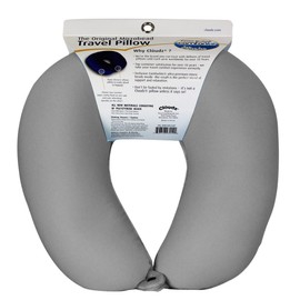 Cloudz Dual Comfort Microbead Airplane Travel Neck Pillow. Super Soft Cozy Plush Fabric on One Side, Cool Relaxing Spandex on The Other! Customize Your Comfort and Support at Home or On The Go! Grey