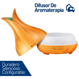 Bluelander Difusor de Aromas y Lámpara Nocturna 400ml, 7 Modos de Brillo para Relajar, Aromaterapia Ultrasonico, Apagado Automático, Humidificación Silenciosa para Oficina y Casa (Madera Clara)