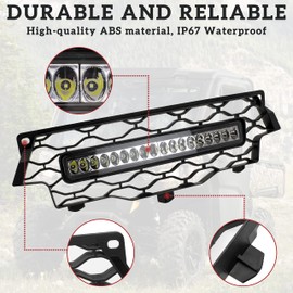 LDETXY Mesh Grille w/LED Light for Can Am Defender MAX 2016-2019, Front Bumper Grill Guard with LED Light Bar for Can-Am Defender/Defender MAX HD5 HD8 HD10 2016-2019 Accessories (1PCS)