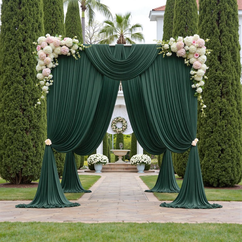 20ftx10ft Hunter Green Backdrop Curtains for Party Background, Wrinkle Free