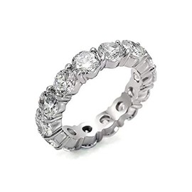Unisex 4mm Eternity Cubic Zirconia CZ Tennis Ring White Gold/14K Gold Stackable Eternity Engagement Wedding Band for Men and Women Icy CZ Pinky Ring (7)