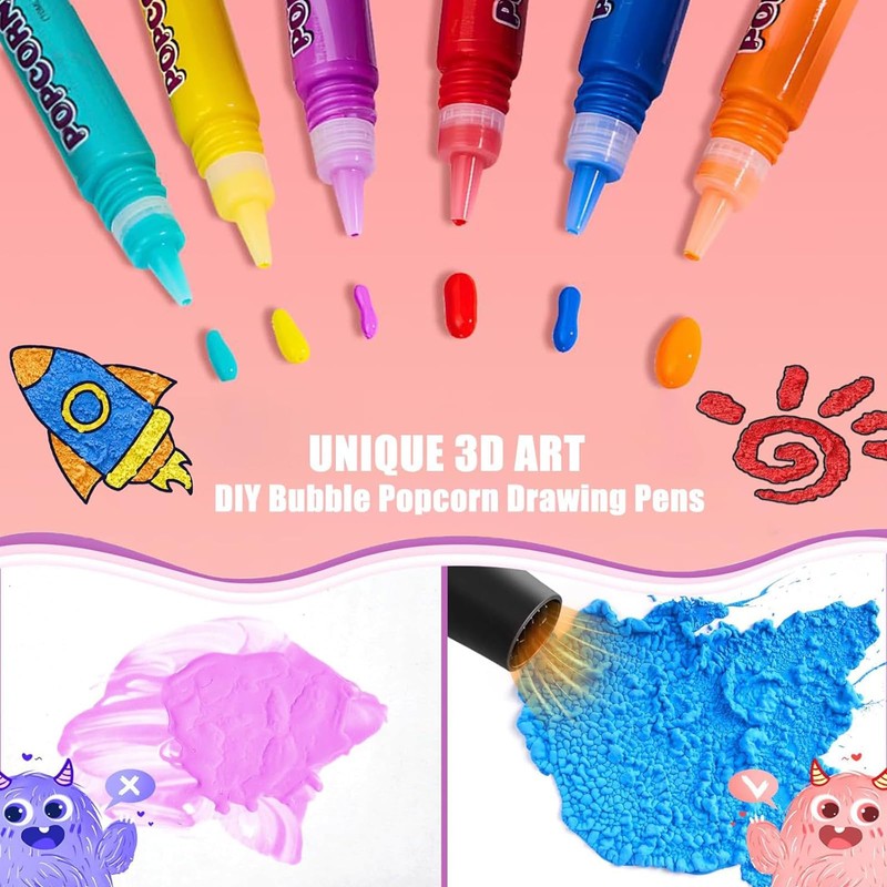 DGUSO Magic Pen Puffy Pens Pack of 6 Magic Popcorn