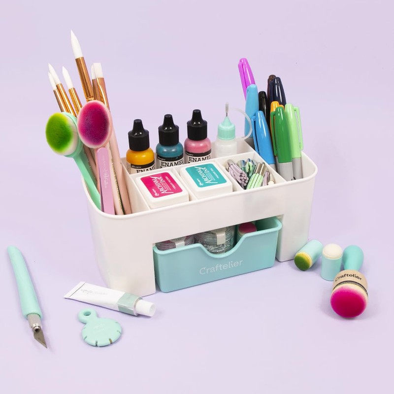 Craftelier - Desk Organizer with 5 Compartments and Drawer |