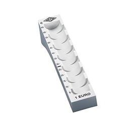 Wedo 160710037 Münzrille 1 Euro Plastic for 65 Coins with Markers. 180 x 45 x 35.8 mm Light grey