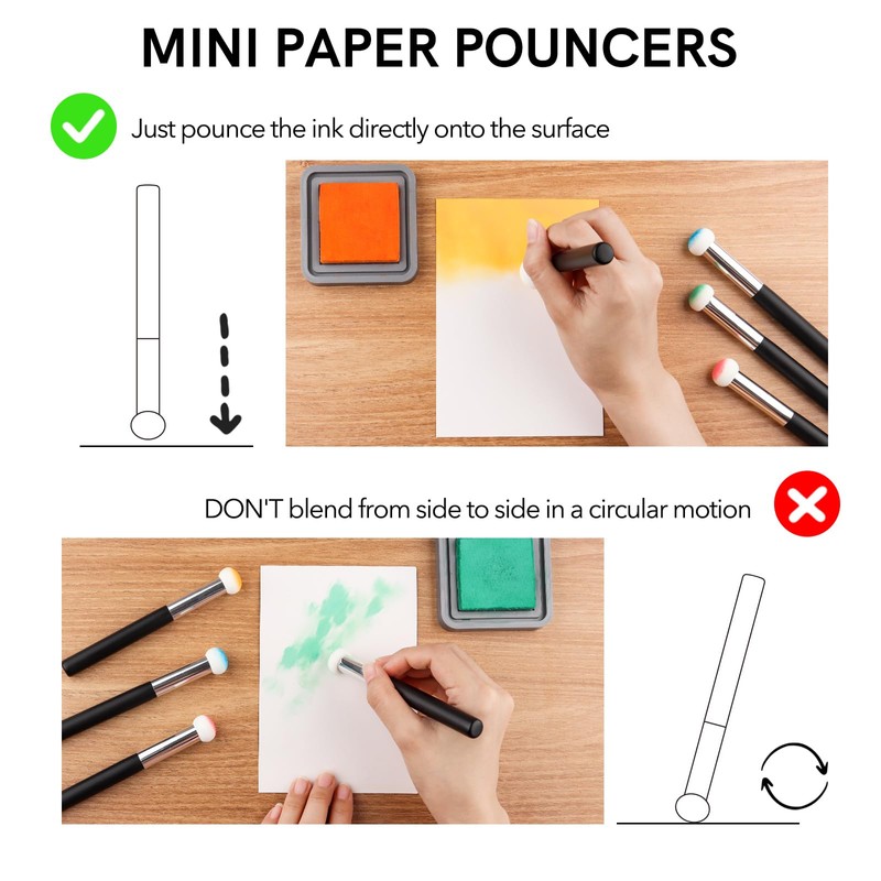 Briartw 20 Pcs/Pack Sponge Applicators, Mini Paper Pouncers for Card
