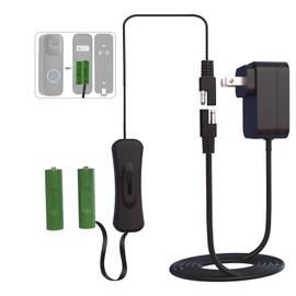 3V1A AC Charging Cable Power Adapter AA Dummy Battery Kit(Replace Only 2 AA Batteries) Video Doorbell Transformer, for Blink/Honeywell Thermostat/LED Light for Christmas Power Cable