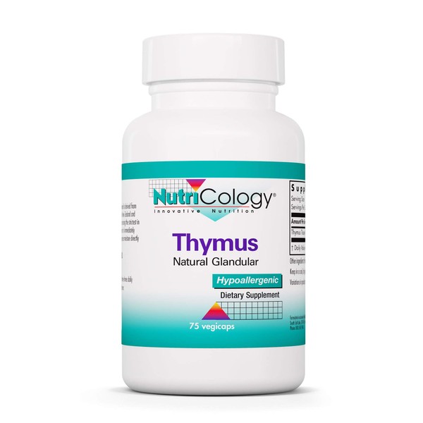 Nutricology Thymus - Natural Glandular, Immune Support - 75 Vegicaps