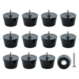 sourcing map Pack of 12 Rubber Feet Bumper Printer with Metal Disc and Screws Chair Leg Caps Diameter 24 x 19 x H 15 mm