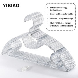 YEBIAO Plastic Clothes Hangers with Aromatherapy – Set of 20 Water Ripple Design Aroma PET Coat Hangers, Featuring a Natural and Fresh Scent