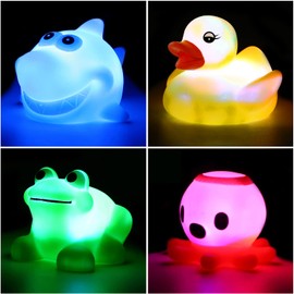 Yeonha Toys Bath Toy(4 Pack), Can Flashing Colourful Light, Floating Bath Toy, Light Up Bathtub Water Tub Toy for Pool Shower Bathtime Bathroom Kid Boys Girl Toddler Child Baby Infant