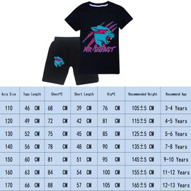 Boys Mr-Beast Tee Shirt Short-Sleeved Youth Cool Top Tee Girls Casual Black Red Lightning Cat T-Shirt For Kids Clothes Set Black 7-8 Years