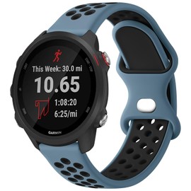 Meliya Bands Compatible with Garmin Forerunner 245/645 Band, Forerunner 55/158 Band, 20mm Replacement Soft Silicone Sport Band for Garmin Forerunner 645/245 Music, Forerunner 55/158 Smart Watch (Gray Blue-Black)
