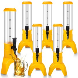 Domensi 6 Pcs Drink Tower Dispenser Mimosa Tower with Ice Tube and Bottomless Mimosa Lunch Beer Beverage Drink Tabletop Liquor Dispenser for Bar Party(1.5l,Yellow)