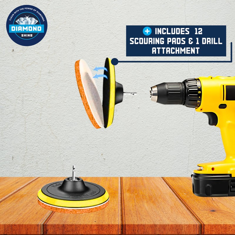Diamond Shine 21-Piece Drill Power Scrubber Attachment Set – Includes