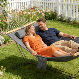 Double Outdoor Hammock Swing for Relaxing in the Suncolor: Gray Color