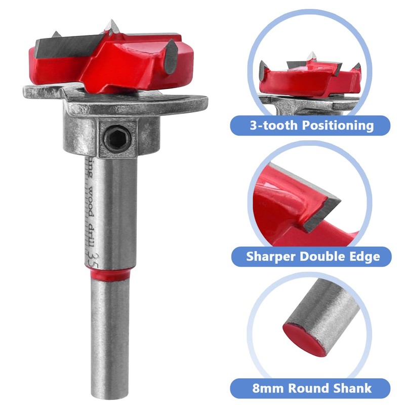 Mesee Hinge Jig Drill Bits Set 35mm Forstner Bit with