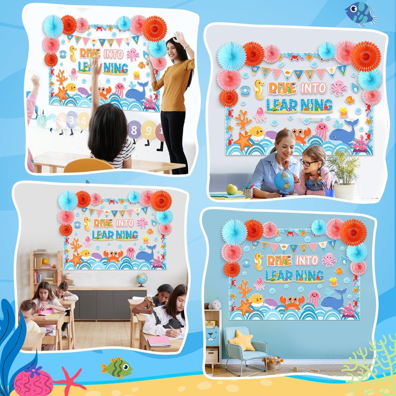 Eersida Spring Easter Bulletin Board Decorations with Paper Fans 3D