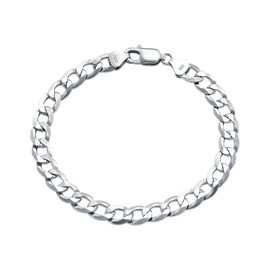DOLPHERS 925 Sterling Silver Cubana Chain Bracelet 5/8 mm Solid Diamond-Cut Cuban Link Curb Chain Bracelet for Men Women 7-9 Inch, Sterling Silver
