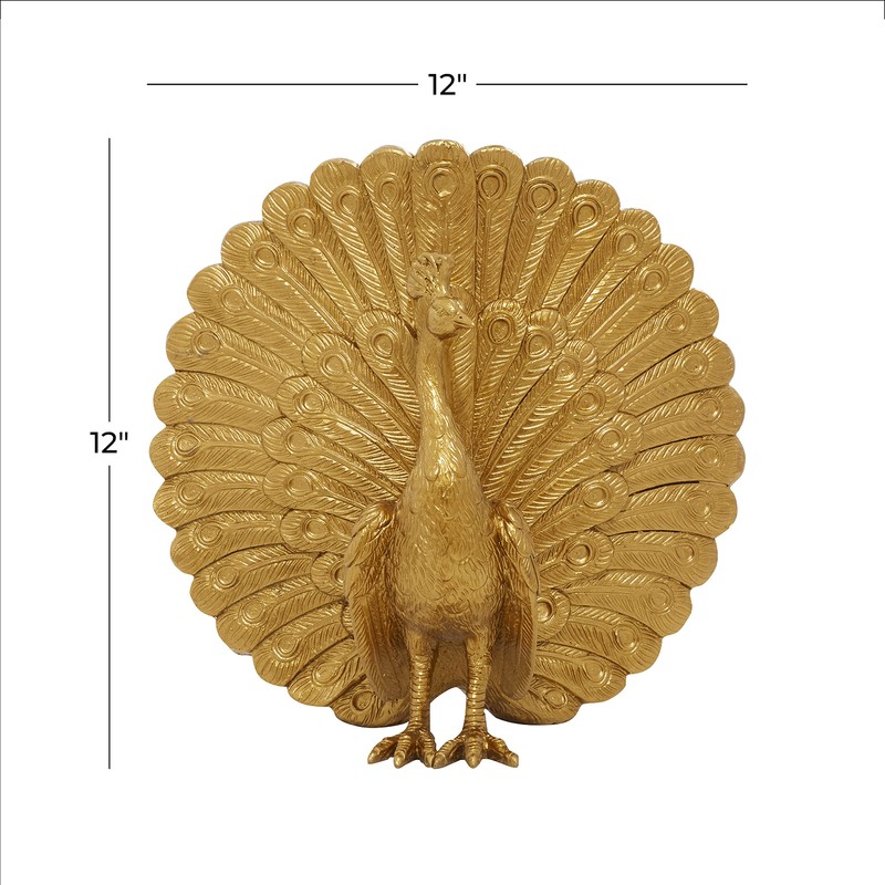 Deco 79 Polystone Peacock Handmade Decorative Sculpture Home Decor Statue,