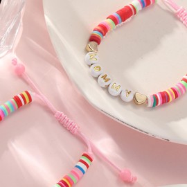 GLITTO Mommy and Me Bracelet, 2 Pcs Matching Mom Mother Me Bracelets Jewelry Presents Set Valentines Mother's Day Christmas Gifts for Daughter Kids Little Girls (Colorful)