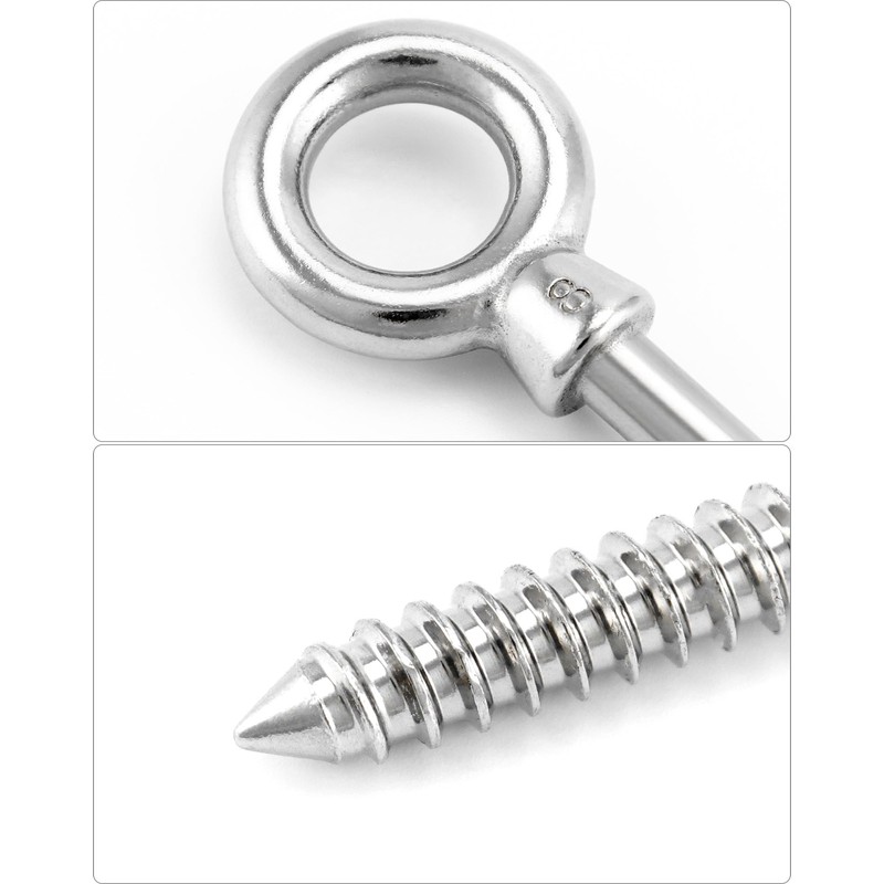 QWORK® Eye Bolt with Wood Thread M8 x 80 mm