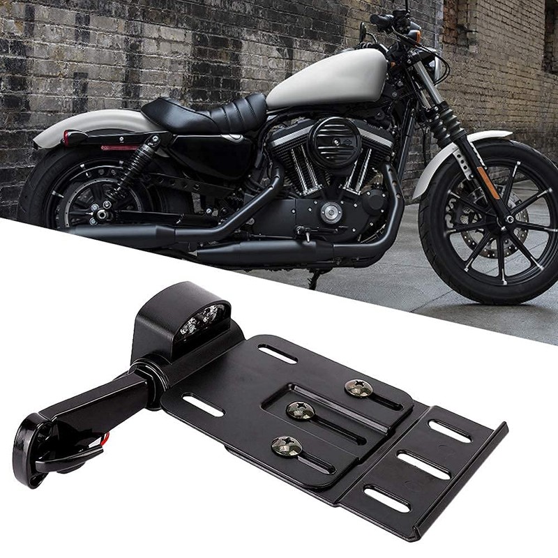 Aramox Motorcycle License Plate Frame,Aluminum Alloy Black Side-Mount License Plate