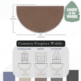Goods of the Woods Brown 5 ft Half‑Round Fiberglass Hearth Rug – Fireproof 1000 °F Protection, NFPA Class 1 Certified, 50% Thicker, Non‑Slip Vinyl Backing – Indoor/Outdoor Fireplace