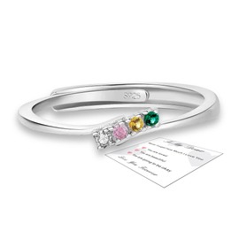 April Adjustable Birthstone Ring-Sterling Silver Ring for Women 40th Gifts,Silver Thumb Rings for Women Cubic Zirconia, Christmas Birthstone Gifts for Her 40th Birthday