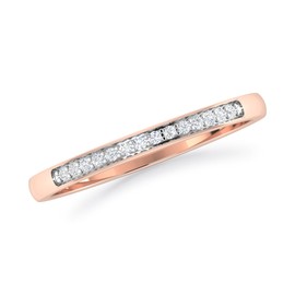 INSPEREZA NEW YORK 1/10 Carat 10kt Rose Gold Round Lab Grown Diamond Petite Wedding Anniversary Stackable Band (G Color, SI Clarity), size - 8.75