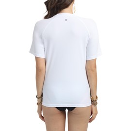 SURFEASY UV Shirt Women's Short-Sleeved UPF 50+ Swimming Shirt Quick-Drying Crew Neck Swimming Shirt S-XXXL, White, L