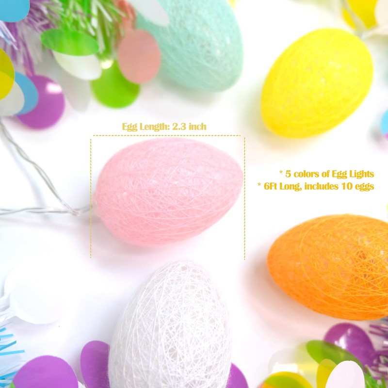 Easter Garland Lighting Decor Glitter Tinsel Spring Garland 6Ft 10