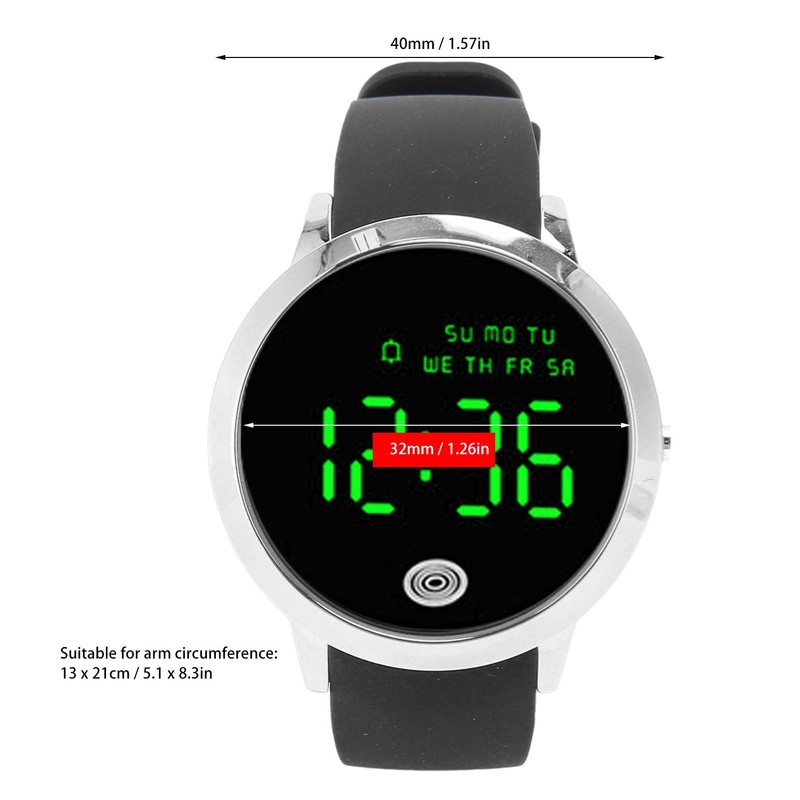Men Digital Watch Round Color Screen Waterproof Backlit Ultra Thin