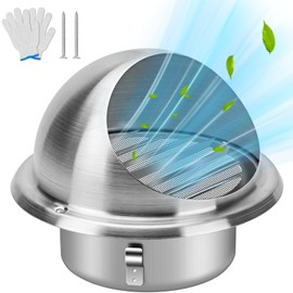 Cenipar Round Dryer Vent Cover, 4 Inch 304 Stainless Stee Dryer Vent Cover with Fly Mesh Scree,Rubber Seal Includes 2 Screw Ventilation Grill Hood