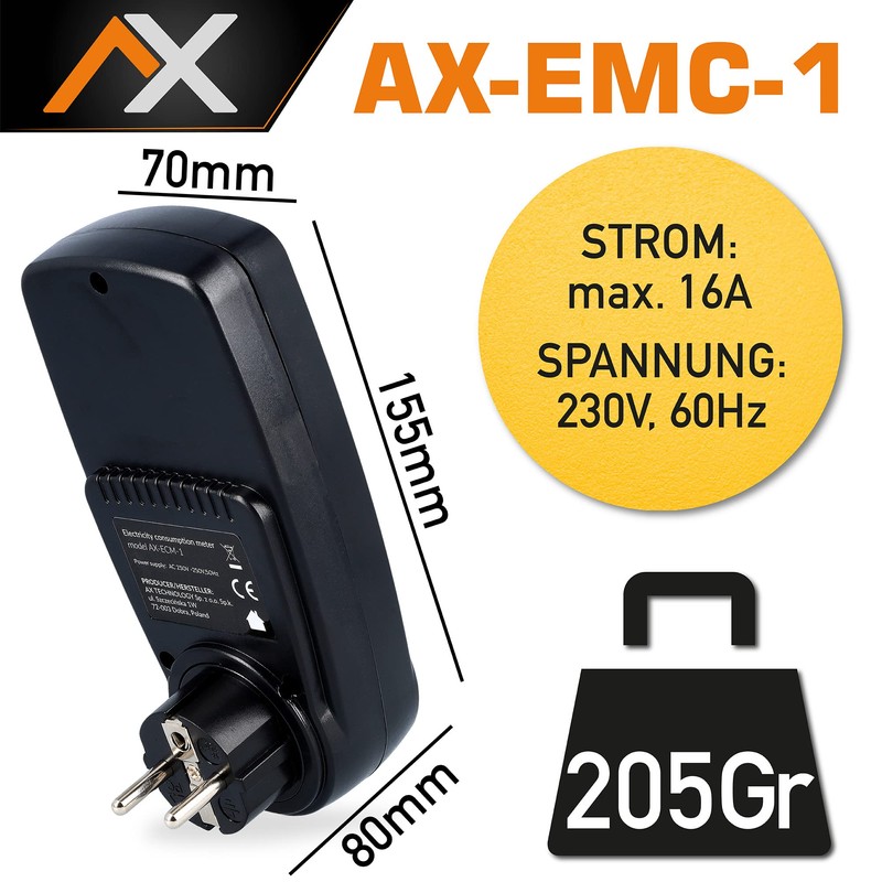 AX Current Meter with Display - Electricity Meter for Socket