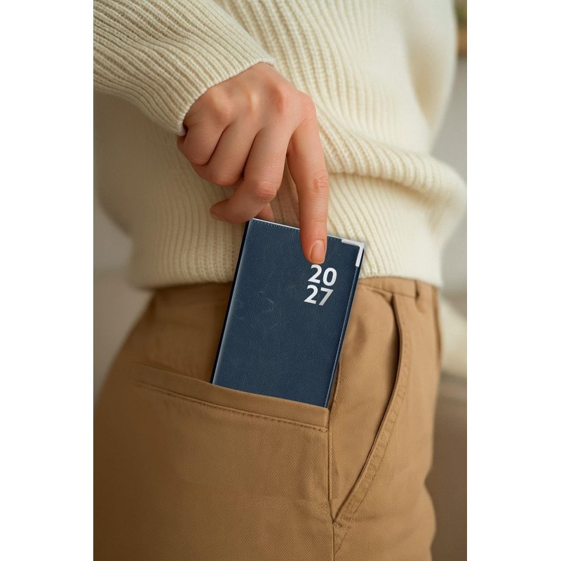 2027 Slim Wallet Diary Week To View - Compact Navy