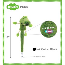 DolliBu Green Alligator Plush Pen - Cute and Soft Wild Life Stuffed Animal Ballpoint Novelty Pen Toy, Writing Pen Instrument For School and Office