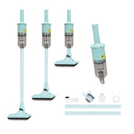 TROURAY 6-in-1 Rechargeable Household Stick Vacuum Cleaner, Convertible to Handheld, for All Kinds of Cleaning in Your Home on Hard Floors, Upholstery, Sofas, Cars (Green)