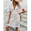 Kaximil Women's Crochet Bathing Suit Cover up Short Sleeve Beach