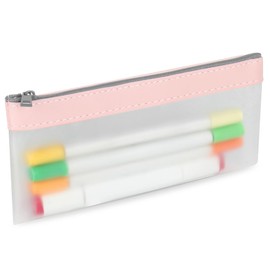 hoinya Clear Pencil Case, Exam Pencil Case, Pencil Pen Bag with Zipper - Stationery Organizer Aesthetic Pencil Case Waterproof Travel Luggage Pouch Make up Bag, (Pink)