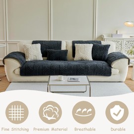 Jecpuo Washable Pet Couch Cover Protector for Sectional Sofa Armrest Headrest Covers Pad Anti-Slip Pet Friendly Boho Loveseat Slipcovers