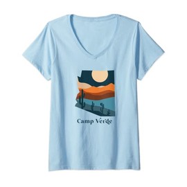 Womens Camp Verde Arizona Desert Style Boho Landscape V-Neck T-Shirt