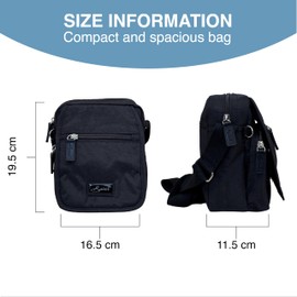 Spirit - Nylon Waterproof Crossbody Bag - Unisex Lightweight Travel Bag with Multiple Sections and Adjustable Strap - Black Crossbody Bag, Small Size